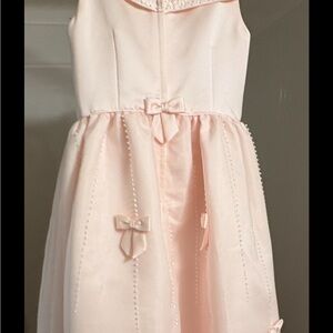 Charming Blush Kids Dress with Bow Details